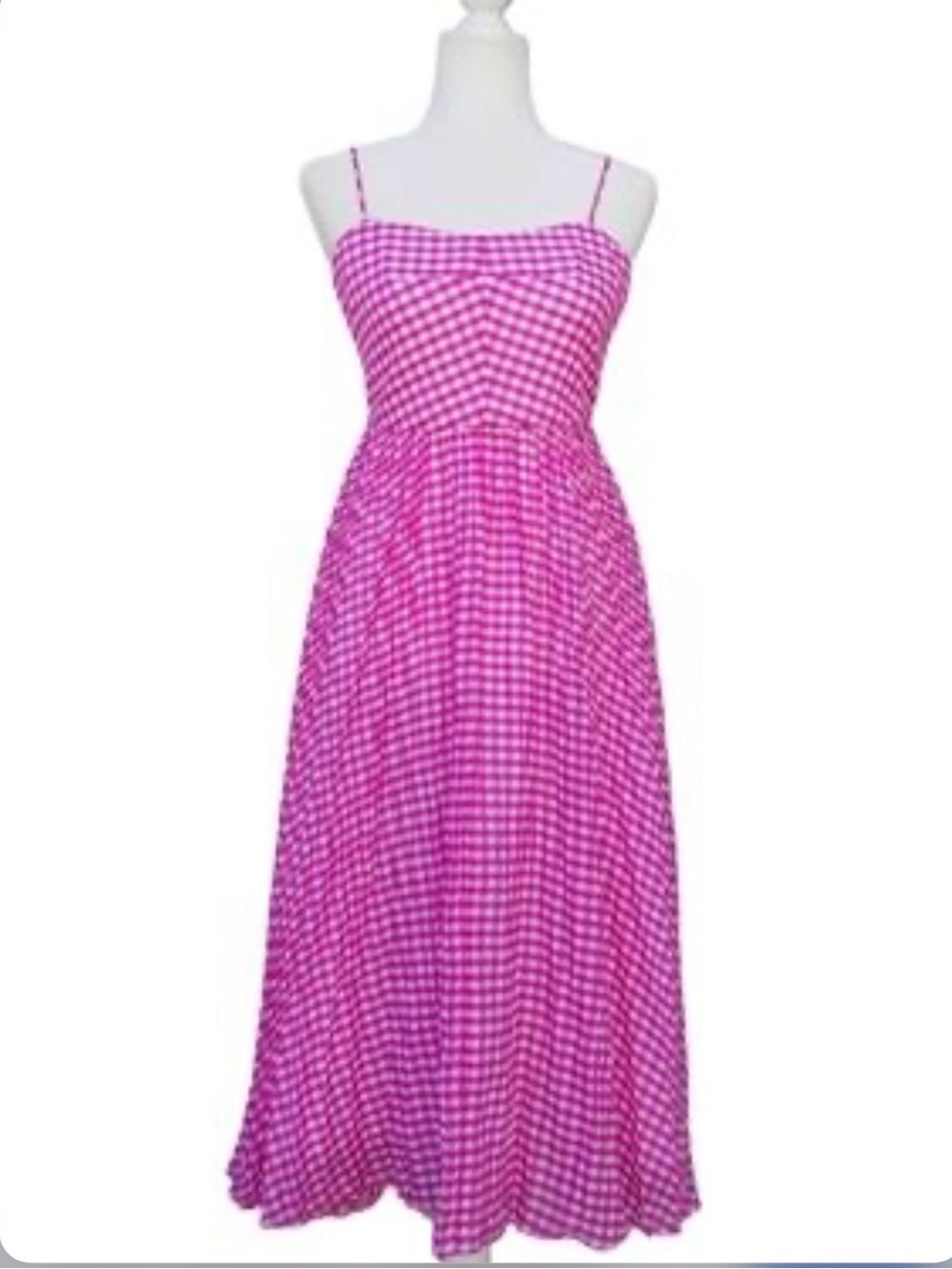 J. Crew Pink Gingham Spaghetti-Strap Sundress
